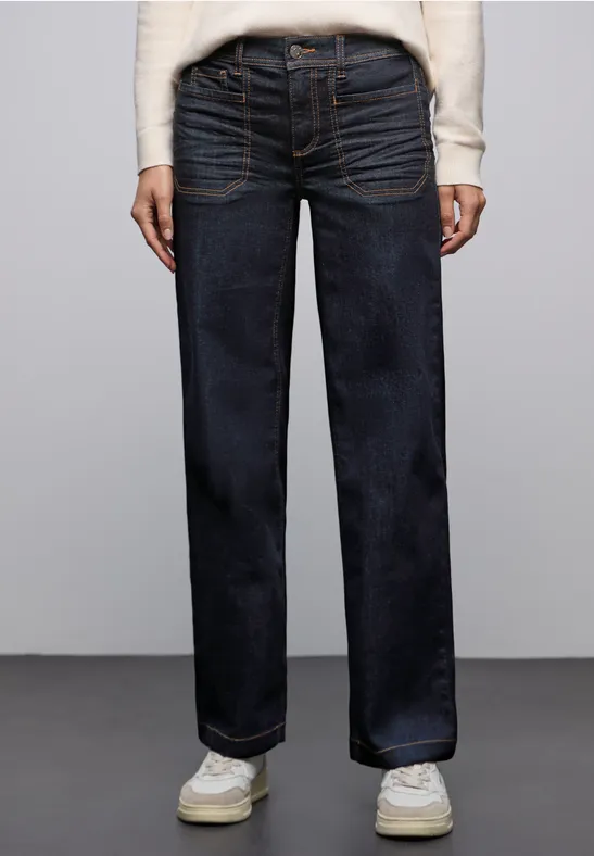 Uitgerolde Wide Legs jeans rinsed wash