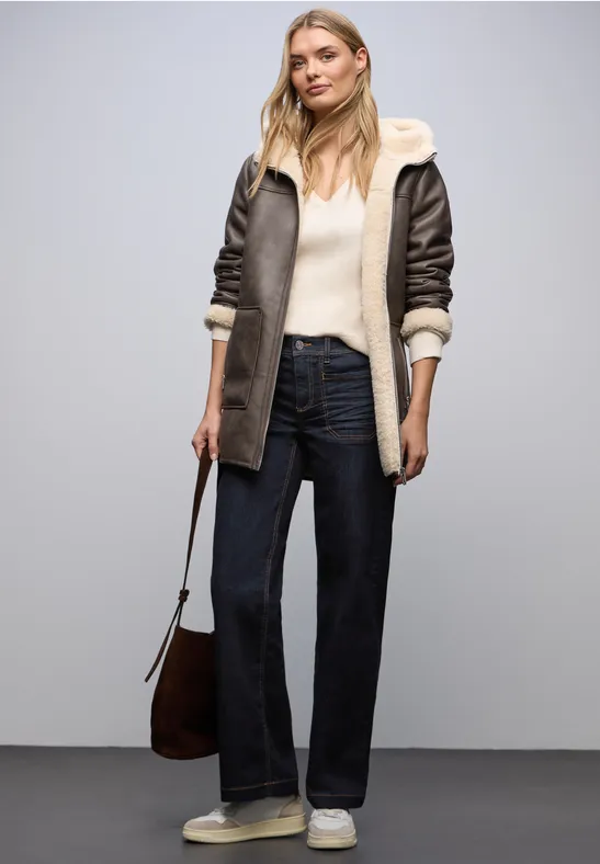 Uitgerolde Wide Legs jeans rinsed wash