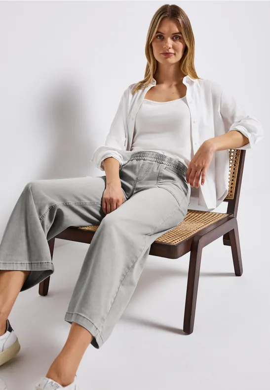 Culotte en jean Light Grey Random Washed