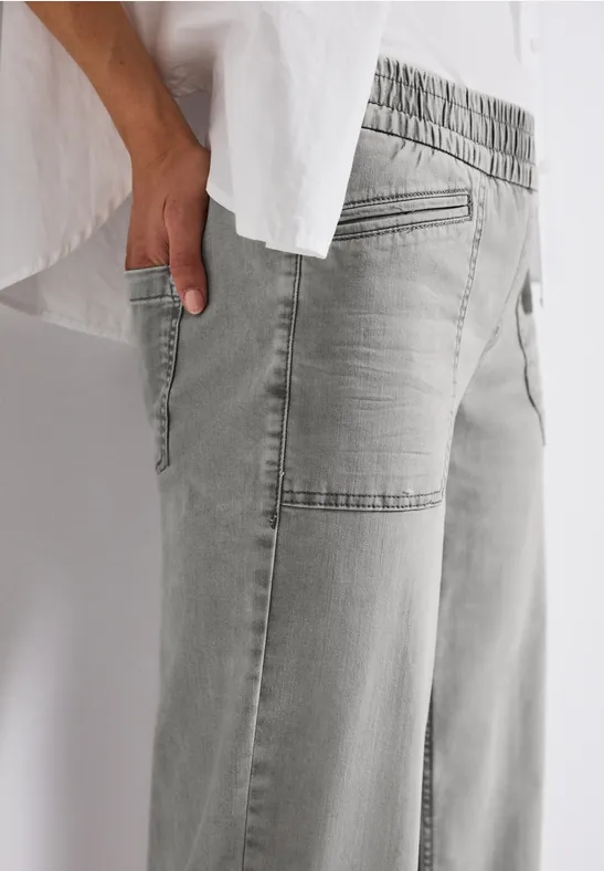 Culotte en jean Light Grey Random Washed