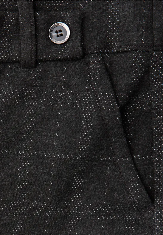 Geruite straight legs broek anthracite melange