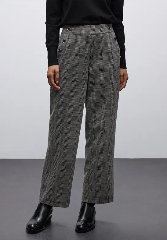 Geruite straight legs broek Black