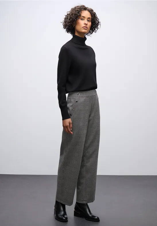 Geruite straight legs broek Black