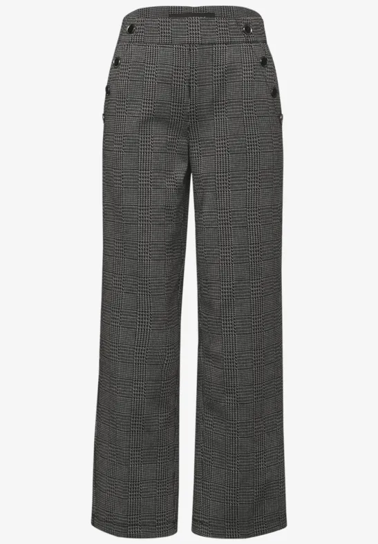 Geruite straight legs broek Black