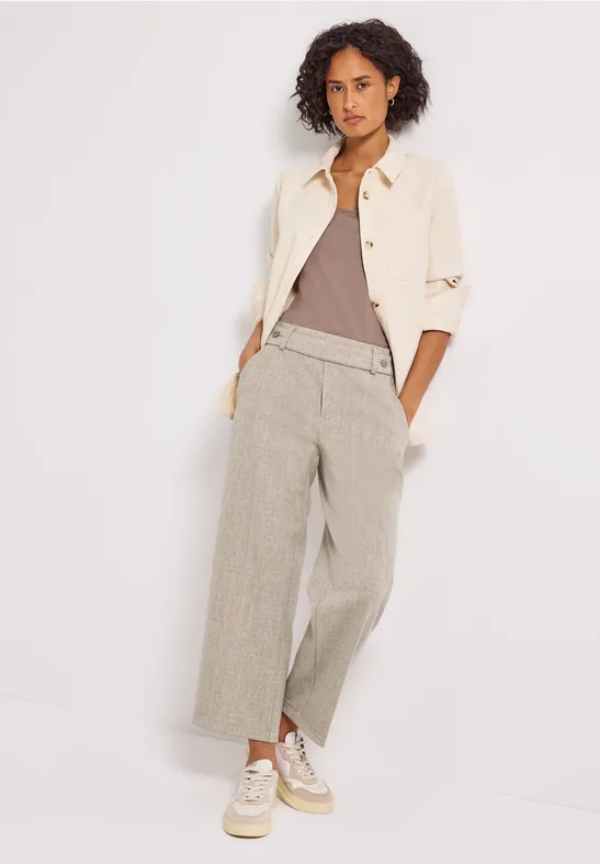 Gemêleerde broek met rechte leg malted beige