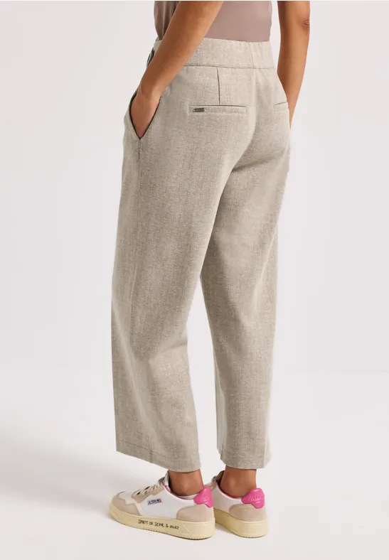 Gemêleerde broek met rechte leg malted beige