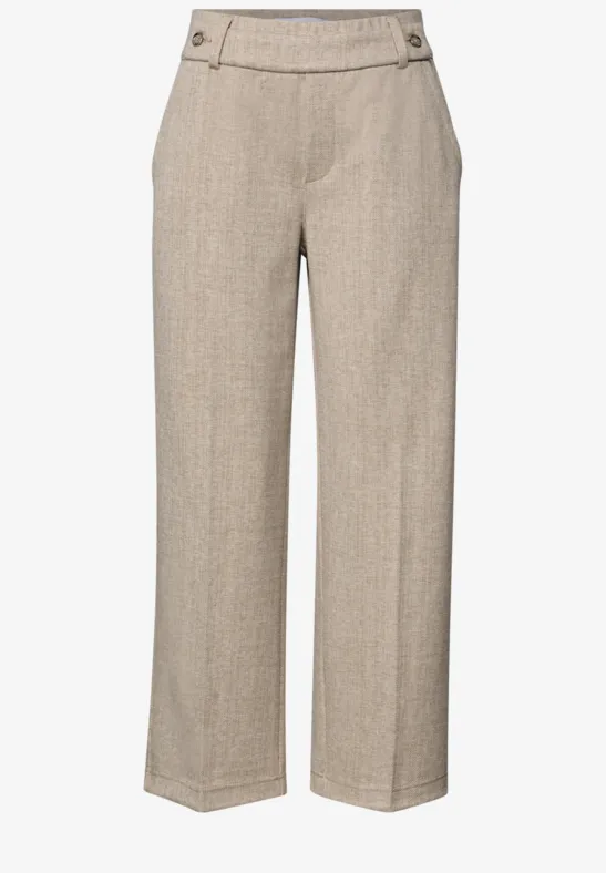 Gemêleerde broek met rechte leg malted beige
