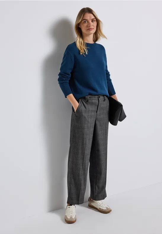 Geruite straight legs broek Black