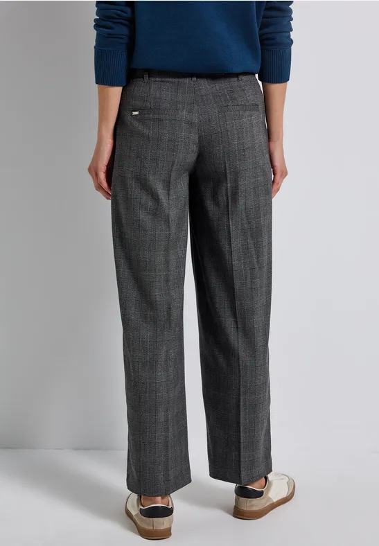 Geruite straight legs broek Black