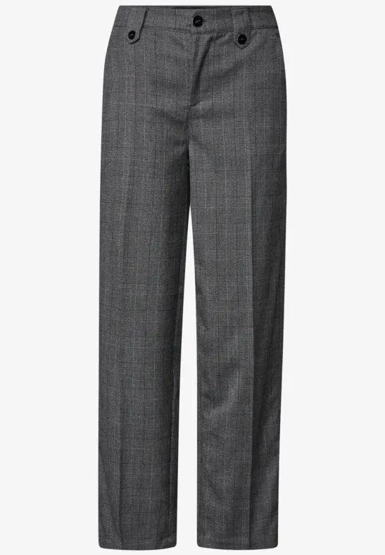 Geruite straight legs broek Black