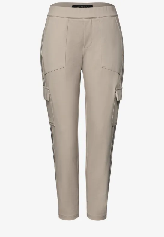 Cargo broek met Gallo strepen morning beige
