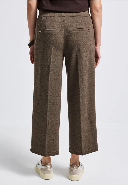 Broek met gedessineerde straight legs bark brown