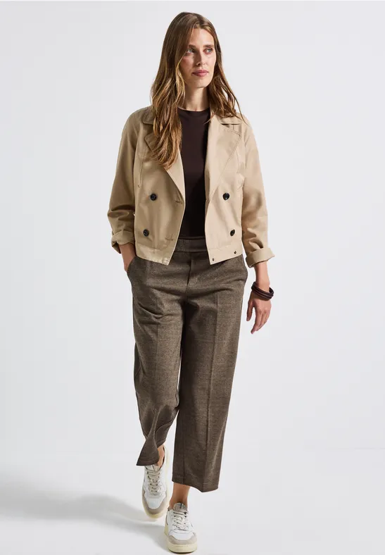 Broek met gedessineerde straight legs bark brown