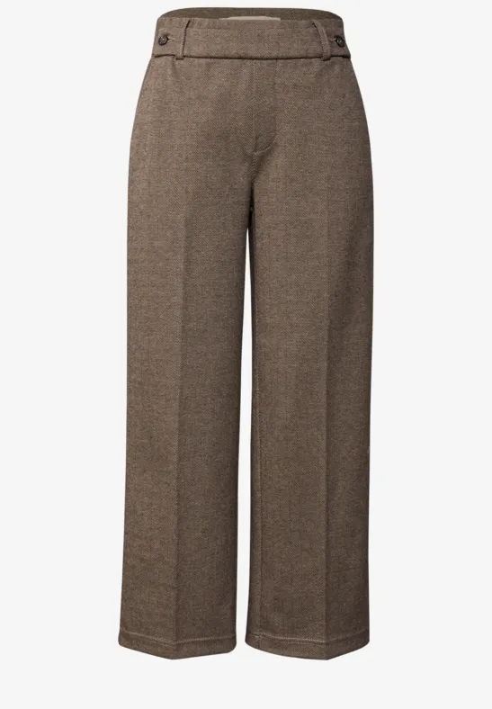 Broek met gedessineerde straight legs bark brown