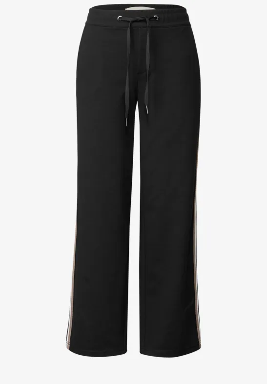 Gestructureerde broek met rechte leg Black