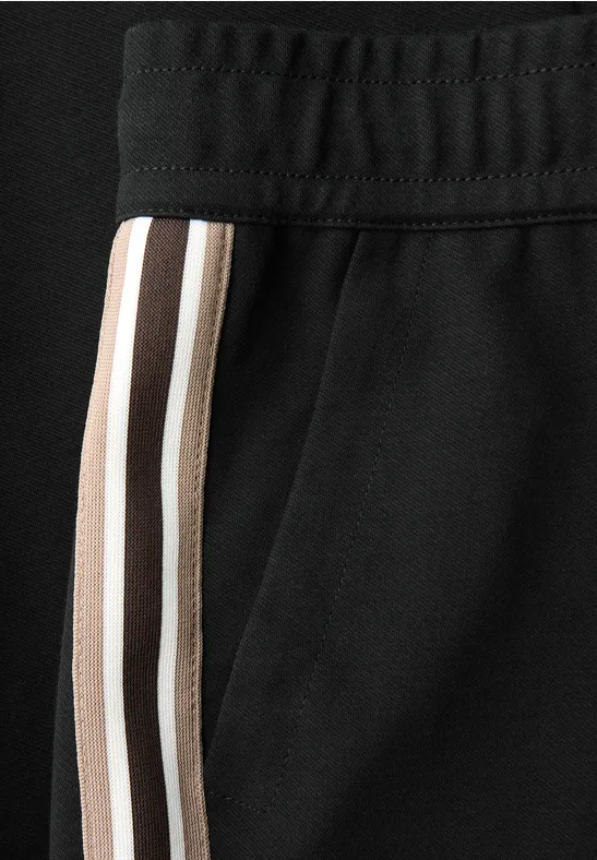 Gestructureerde broek met rechte leg Black