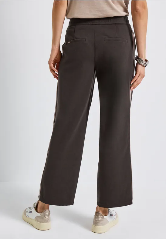 Gestructureerde broek met rechte leg deep roast brown