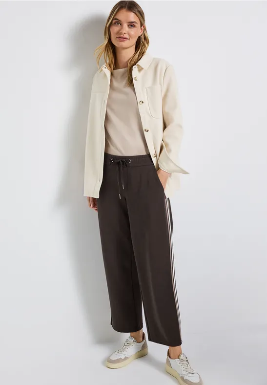 Gestructureerde broek met rechte leg deep roast brown