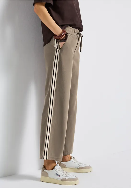 Gestructureerde broek met rechte leg bark brown