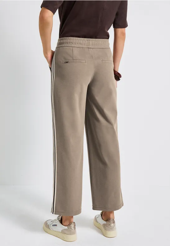 Gestructureerde broek met rechte leg bark brown