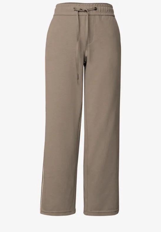 Gestructureerde broek met rechte leg bark brown