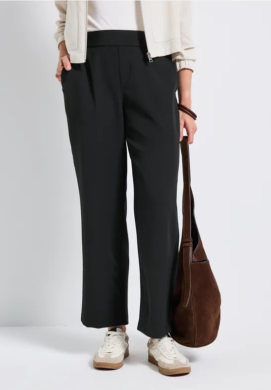 Twill broek met rechte pijpen Black