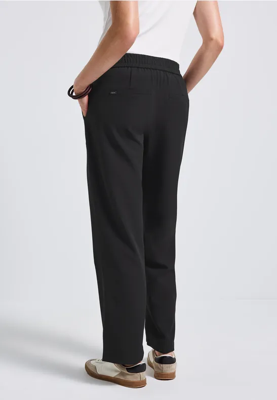 Twill broek met rechte pijpen Black