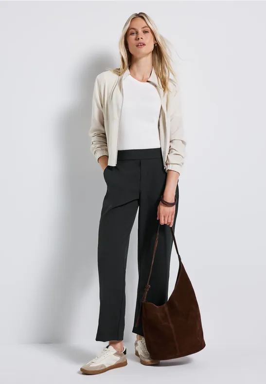 Twill broek met rechte pijpen Black