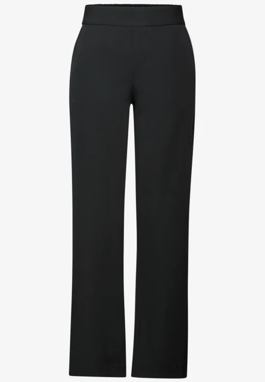 Twill broek met rechte pijpen Black