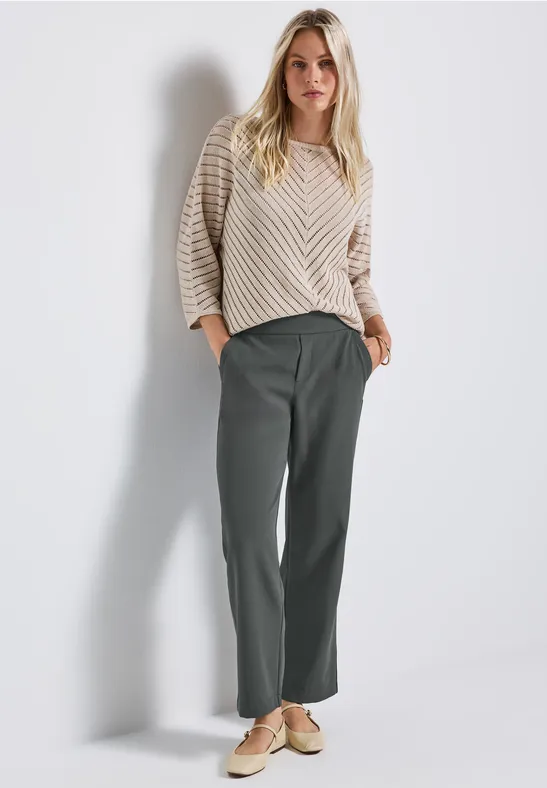 Twill broek met rechte pijpen balsam green