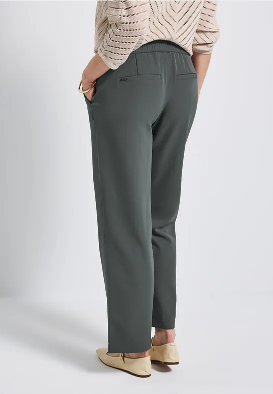 Twill broek met rechte pijpen balsam green
