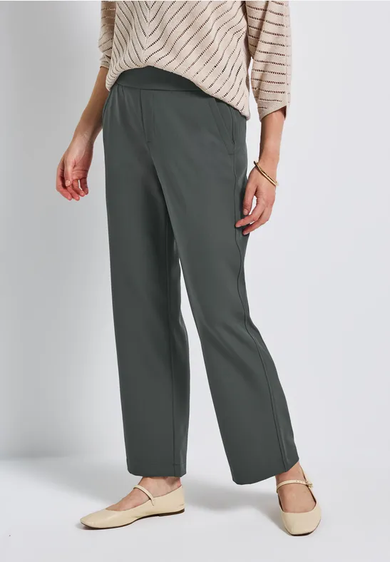 Twill broek met rechte pijpen balsam green