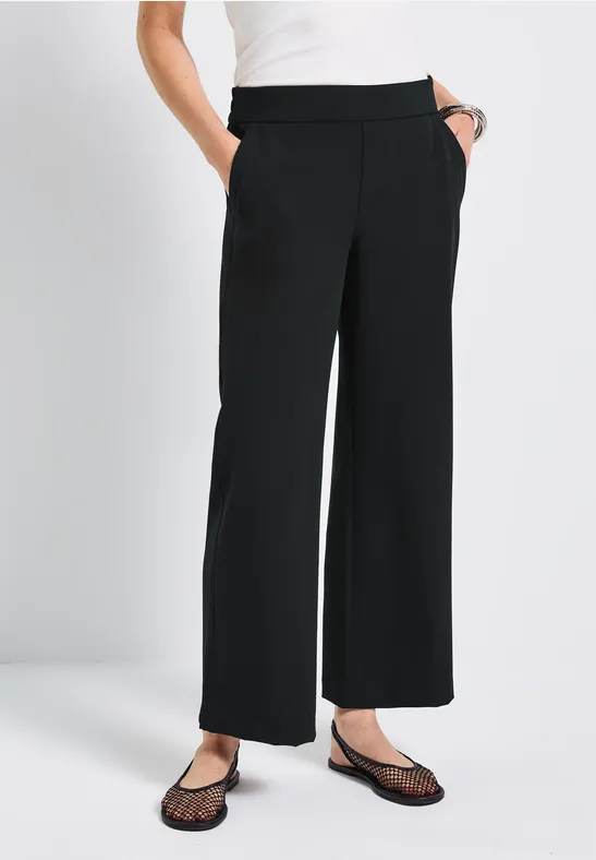 Wide Leg Twill Hose Black
