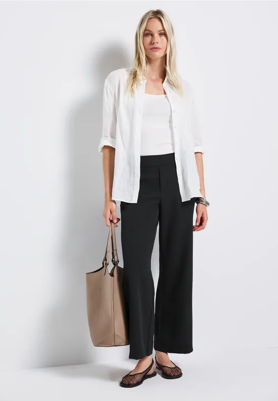 Wide Leg Twill Hose Black