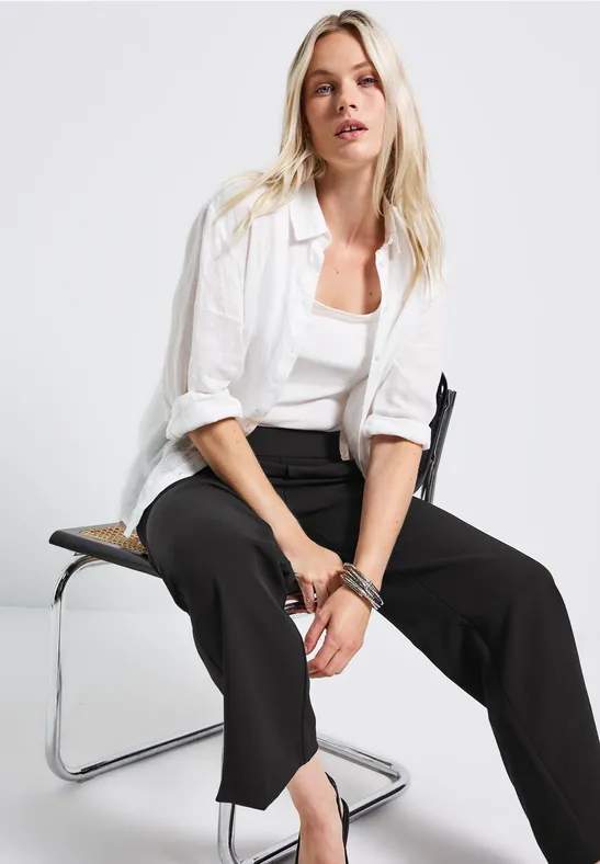 Wide Leg Twill Hose Black