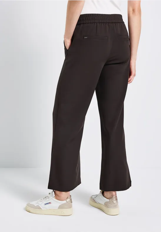 Broek met wijde pijpen in keperstof deep roast brown
