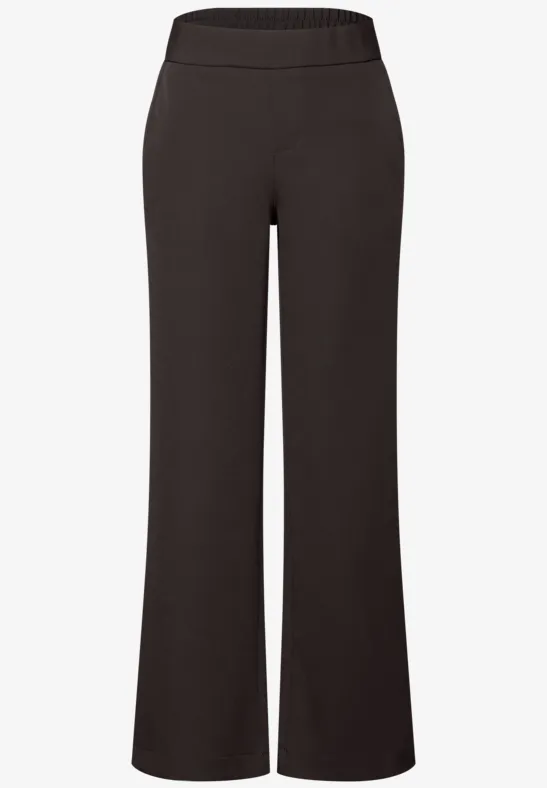 Broek met wijde pijpen in keperstof deep roast brown