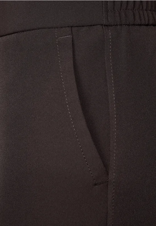 Broek met wijde pijpen in keperstof deep roast brown