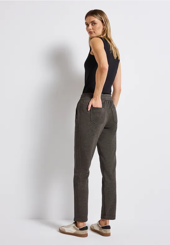 Loose Fit gemêleerde broek deep roast brown