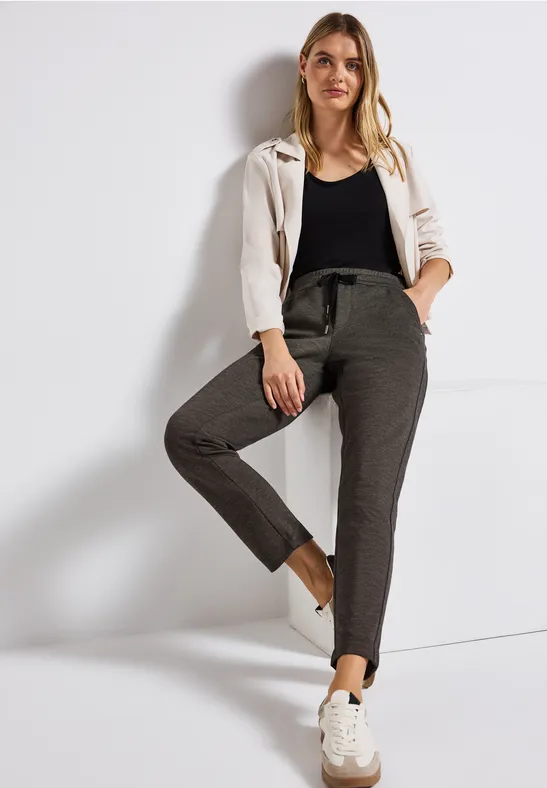Loose Fit gemêleerde broek deep roast brown