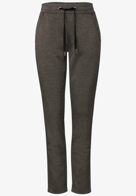 Loose Fit gemêleerde broek deep roast brown