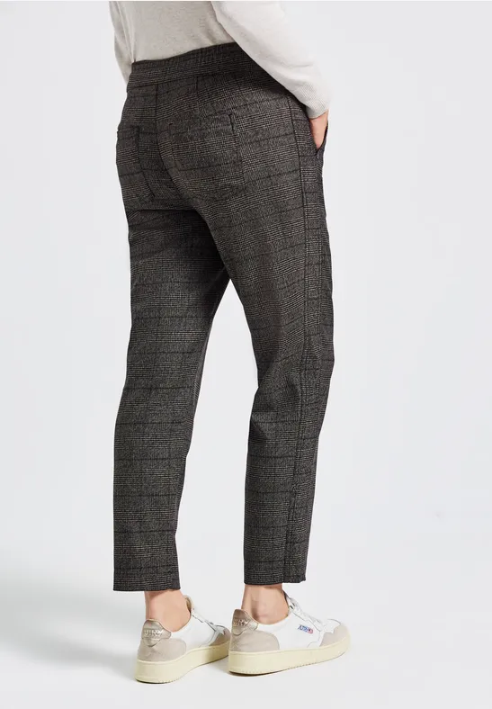 Geruite loose fit broek bark brown