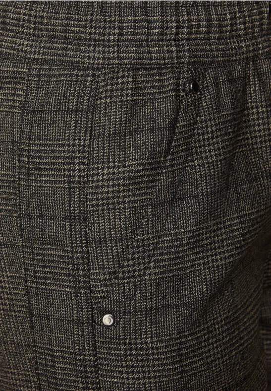 Geruite loose fit broek bark brown