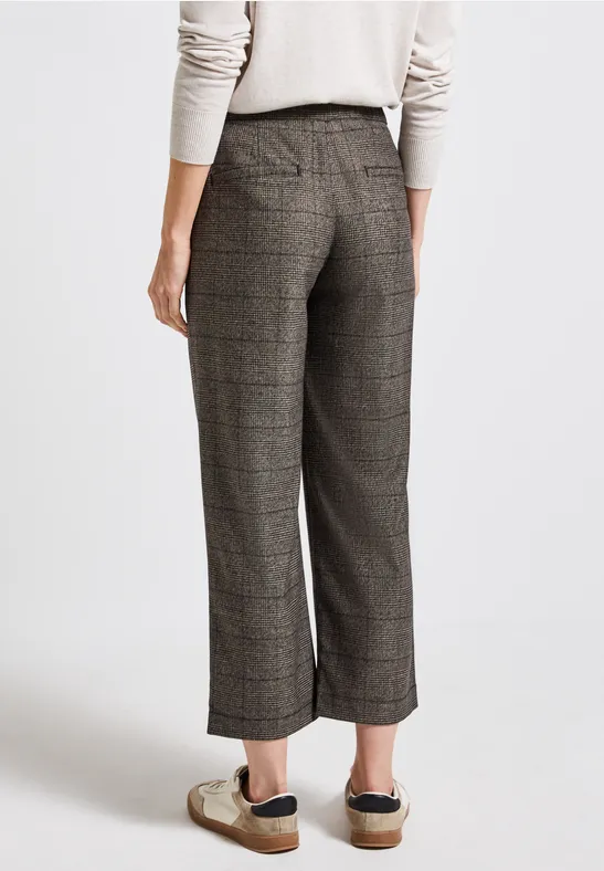 Geruite straight legs broek bark brown