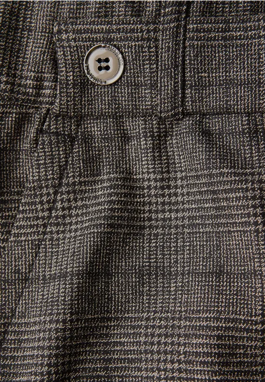 Geruite straight legs broek bark brown