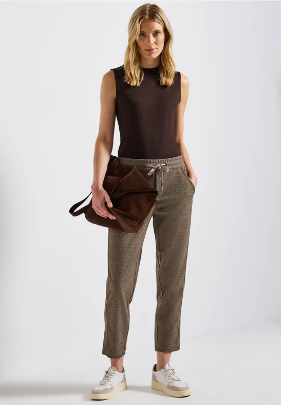 Gestreepte broek bark brown