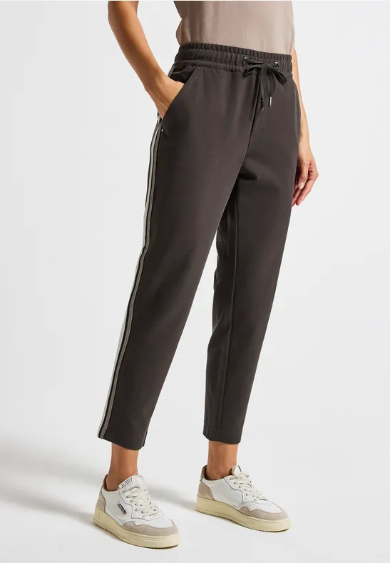Loose Fit broek met tape deep roast brown