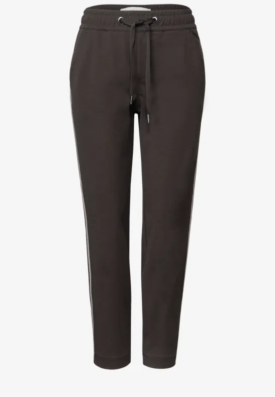 Loose Fit broek met tape deep roast brown