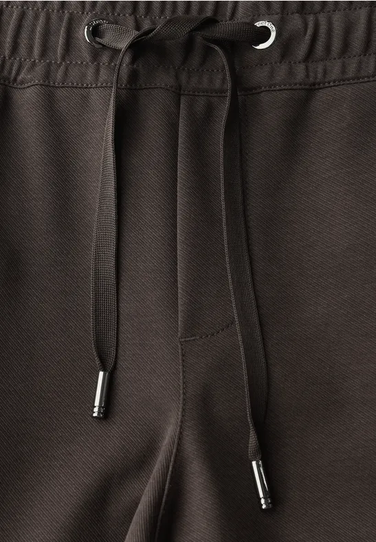 Loose Fit broek met tape deep roast brown