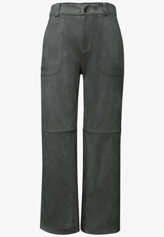Fluwelen broek met rechte pijpen balsam green